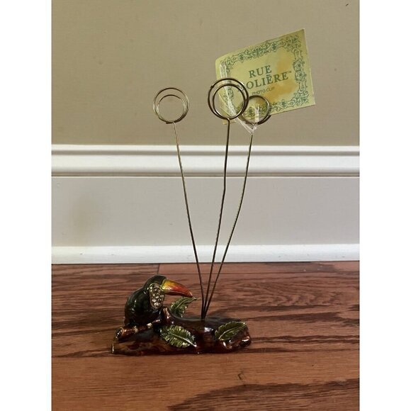 Enamel Parrot Card Photo Holder - Picture 1 of 4